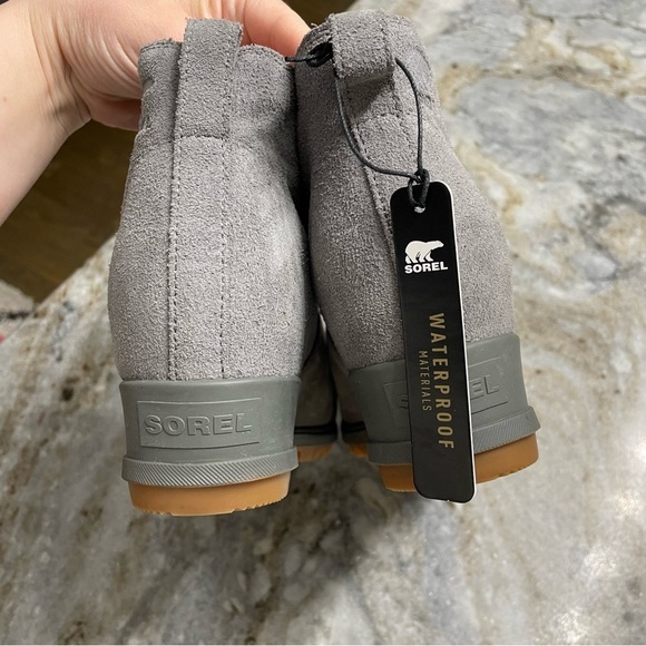 NWT Sorel Evie Pull-On Waterproof Bootie in Quarry/Gum2 Size 8.5 - Picture 9 of 11